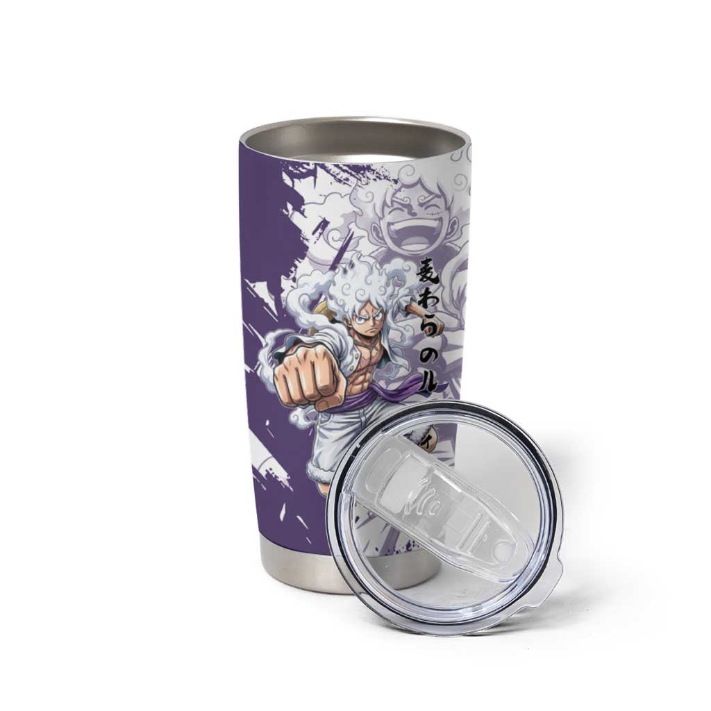 Luffy Gear 5 Anime Tumbler Cup One Piece Ink Splash Graphic