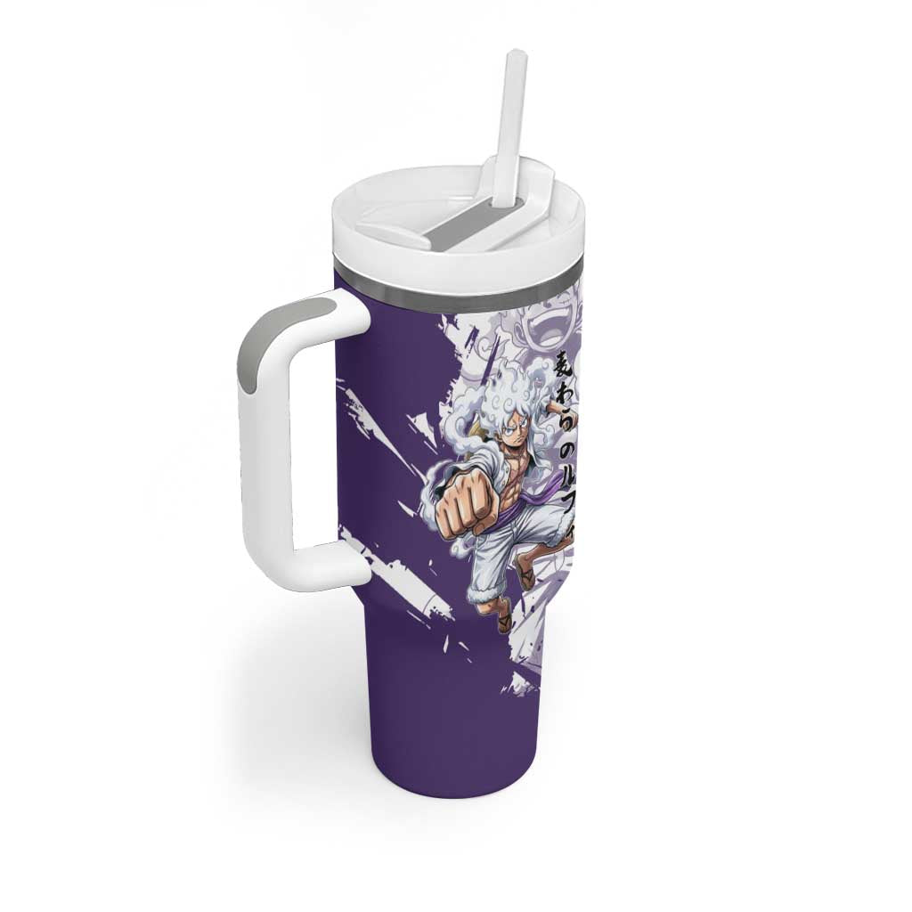 Luffy Gear 5 Anime Tumbler With Handle One Piece Ink Splash Graphic