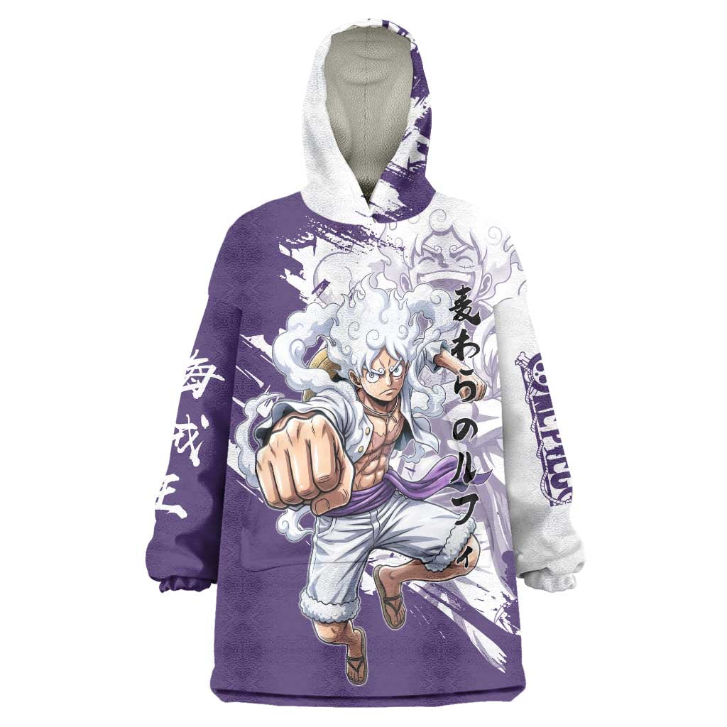 Luffy Gear 5 Anime Wearable Blanket Hoodie One Piece Ink Splash Graphic