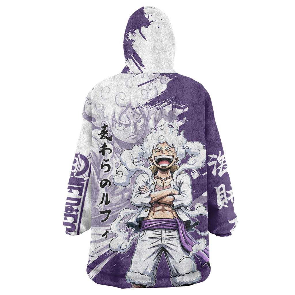 Luffy Gear 5 Anime Wearable Blanket Hoodie One Piece Ink Splash Graphic