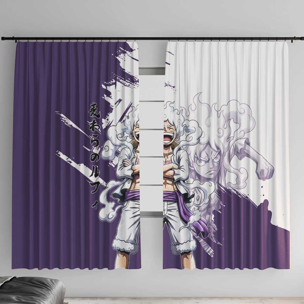 Luffy Gear 5 Anime Window Curtain One Piece Ink Splash Graphic
