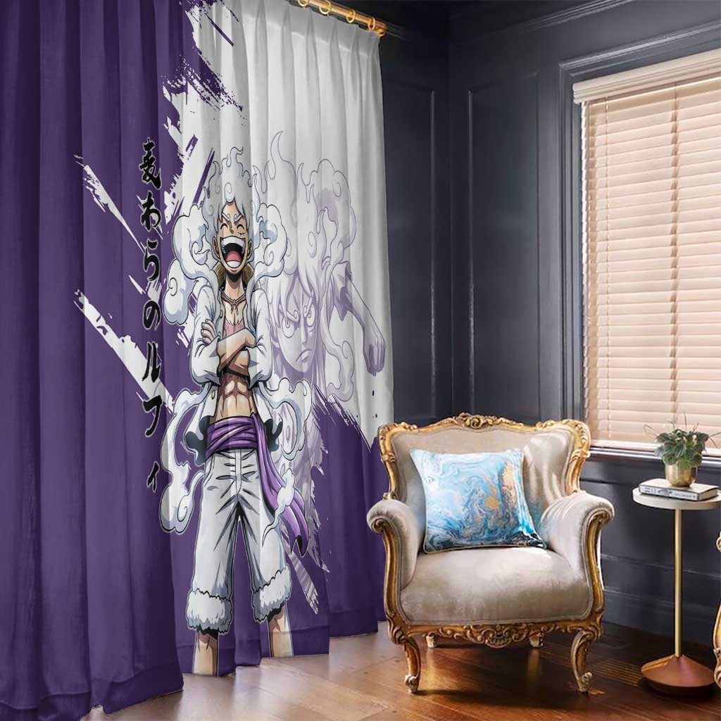 Luffy Gear 5 Anime Window Curtain One Piece Ink Splash Graphic