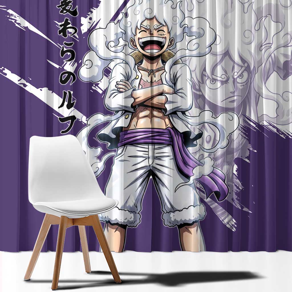 Luffy Gear 5 Anime Window Curtain One Piece Ink Splash Graphic