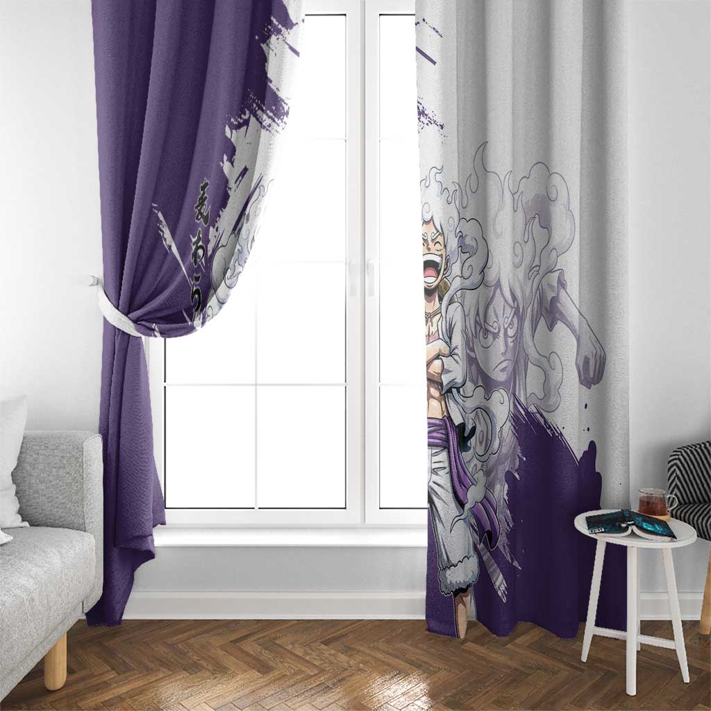 Luffy Gear 5 Anime Window Curtain One Piece Ink Splash Graphic
