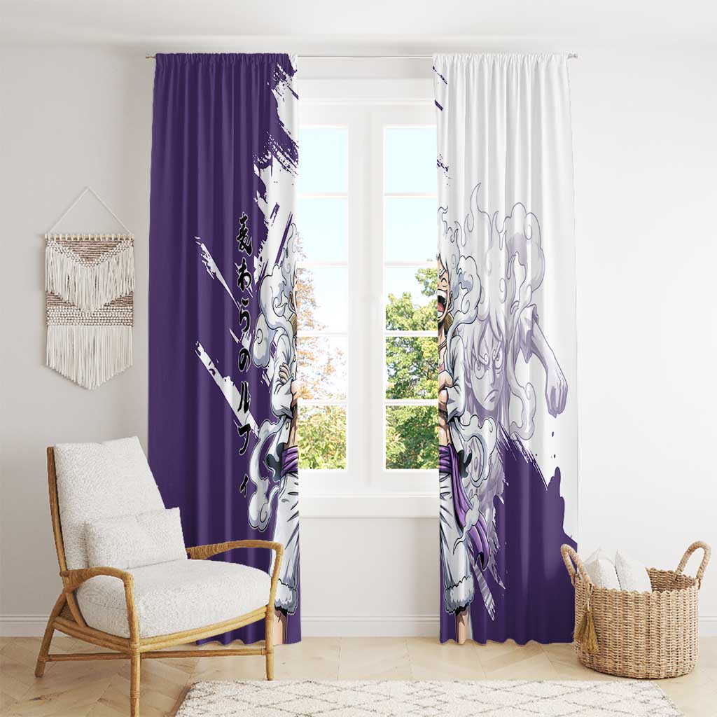 Luffy Gear 5 Anime Window Curtain One Piece Ink Splash Graphic