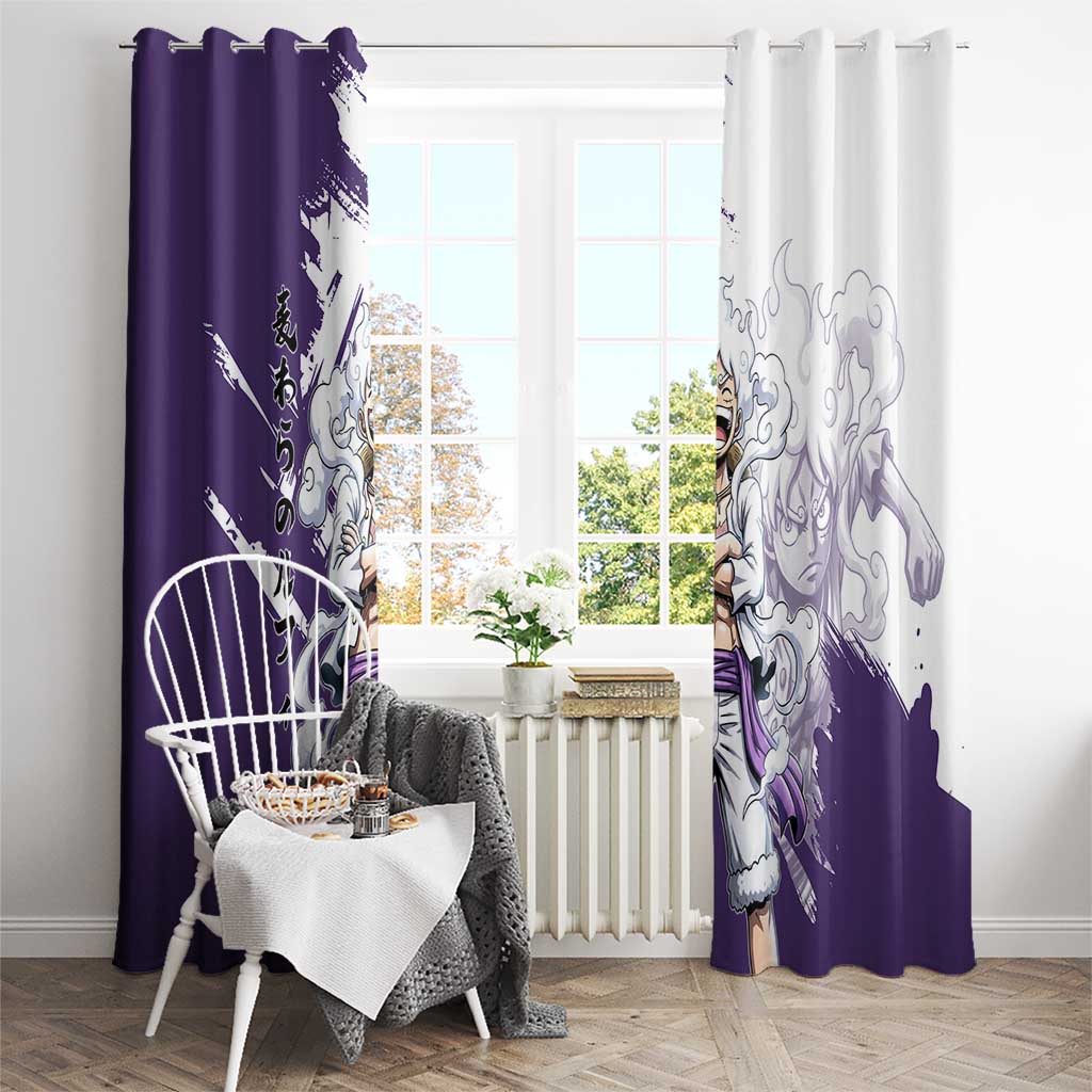 Luffy Gear 5 Anime Window Curtain One Piece Ink Splash Graphic