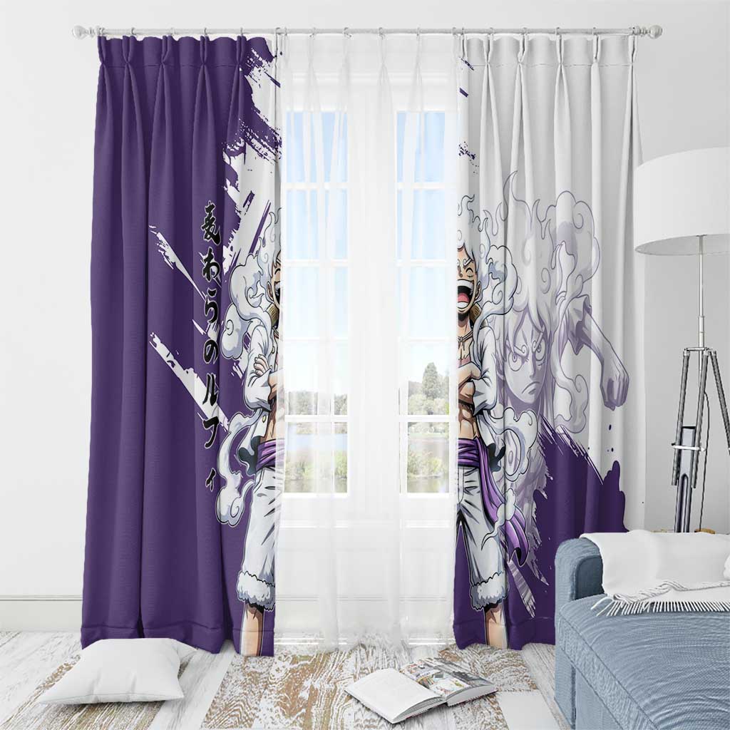 Luffy Gear 5 Anime Window Curtain One Piece Ink Splash Graphic