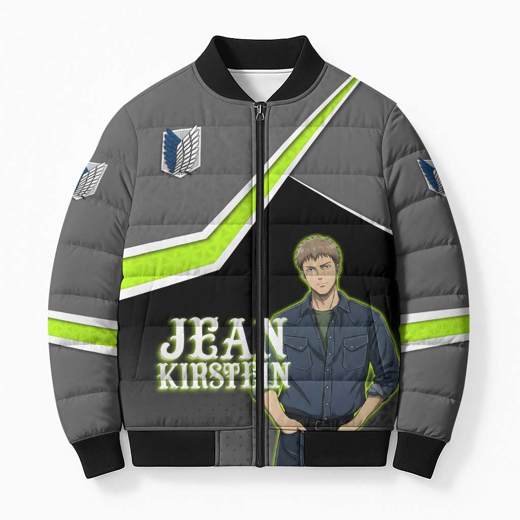 Jean Kirstein Attack on Titan Bomber Puffer Jacket Anime Denim Utility Style