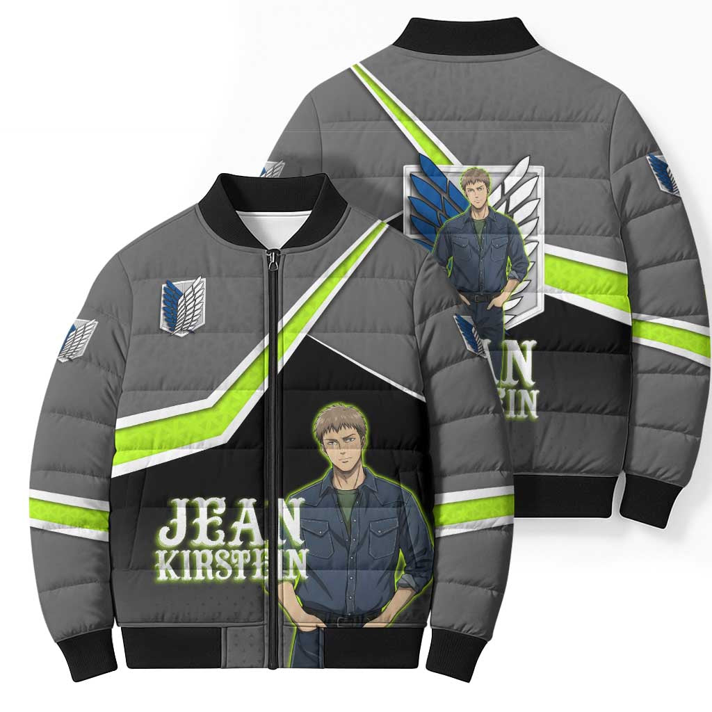Jean Kirstein Attack on Titan Bomber Puffer Jacket Anime Denim Utility Style