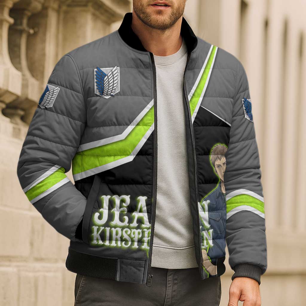 Jean Kirstein Attack on Titan Bomber Puffer Jacket Anime Denim Utility Style