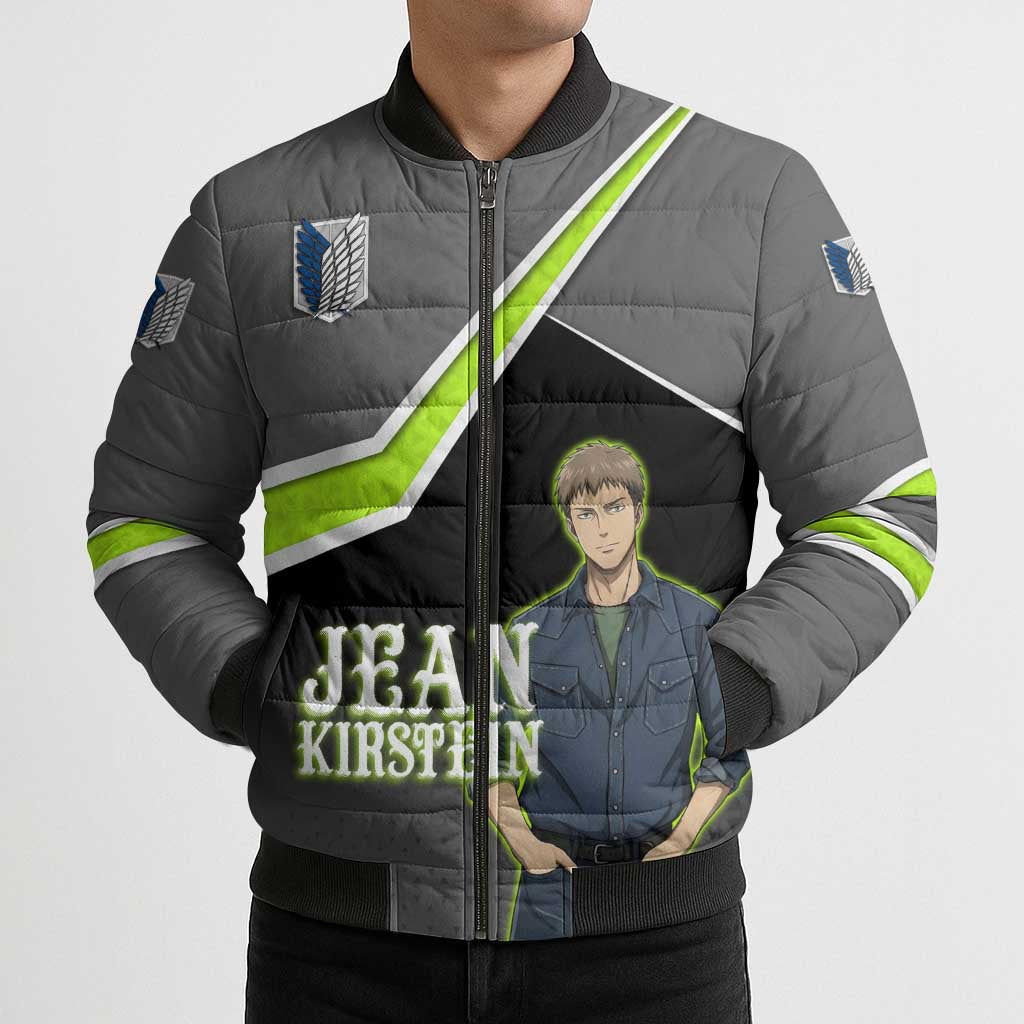 Jean Kirstein Attack on Titan Bomber Puffer Jacket Anime Denim Utility Style