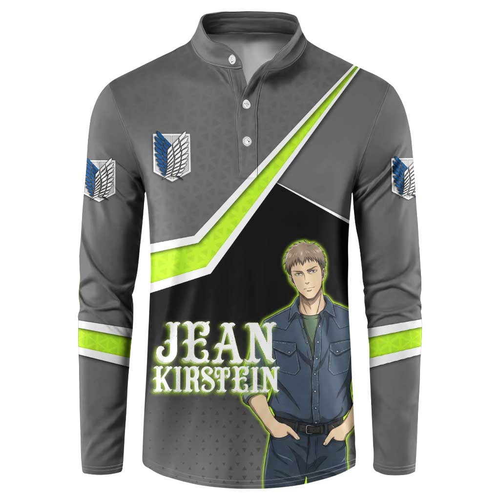 Jean Kirstein Attack on Titan Button Sweatshirt Anime Denim Utility Style