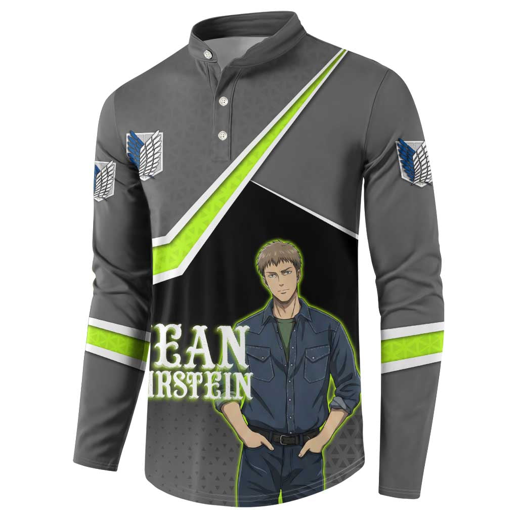 Jean Kirstein Attack on Titan Button Sweatshirt Anime Denim Utility Style