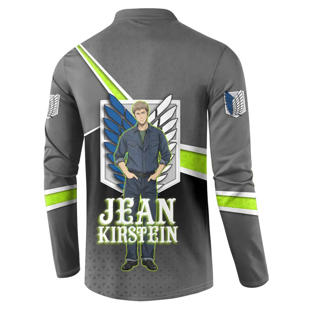 Jean Kirstein Attack on Titan Button Sweatshirt Anime Denim Utility Style