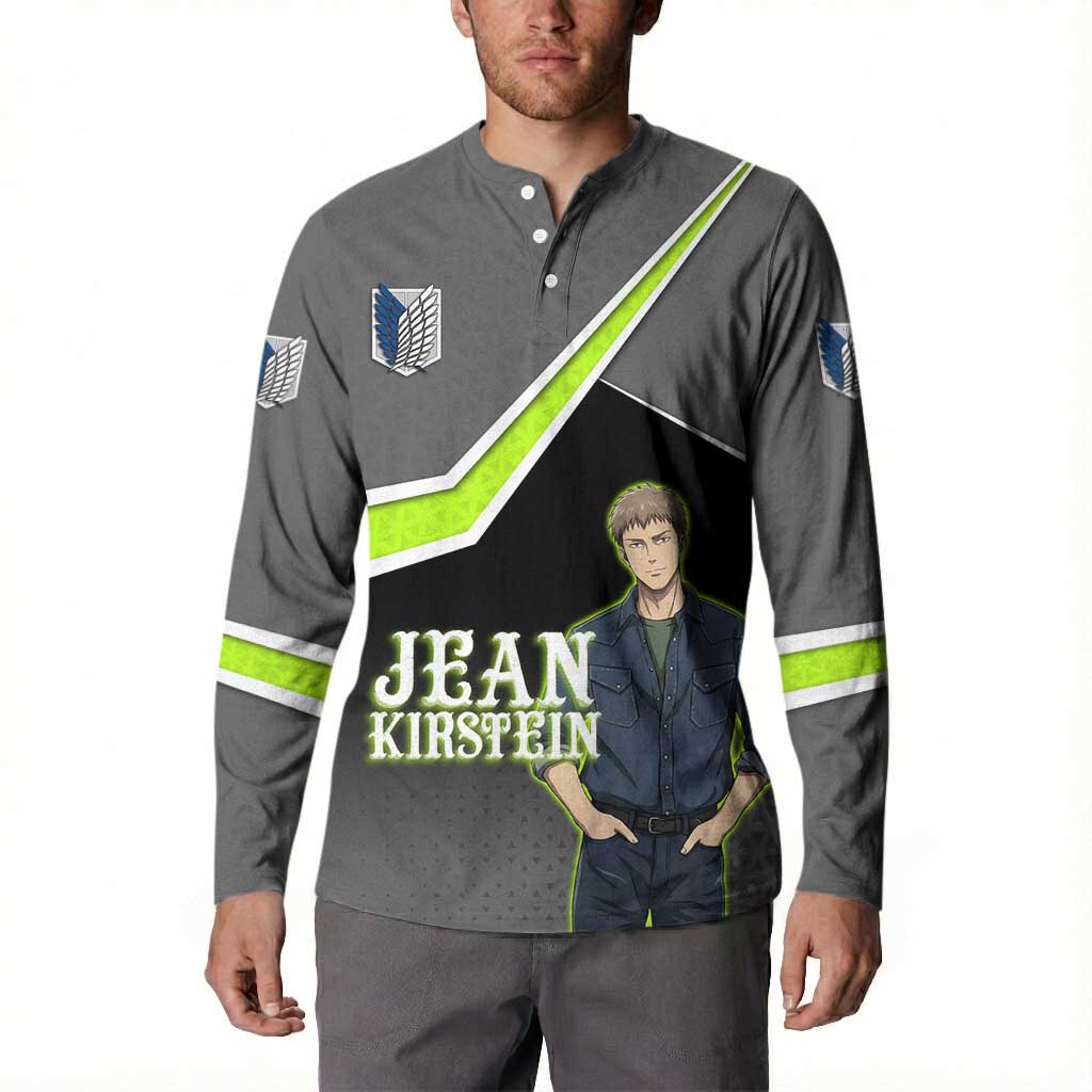 Jean Kirstein Attack on Titan Button Sweatshirt Anime Denim Utility Style