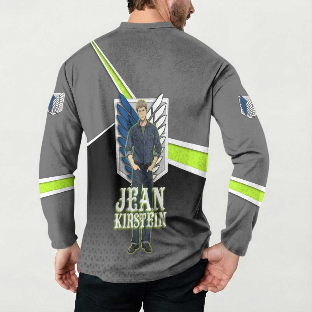 Jean Kirstein Attack on Titan Button Sweatshirt Anime Denim Utility Style