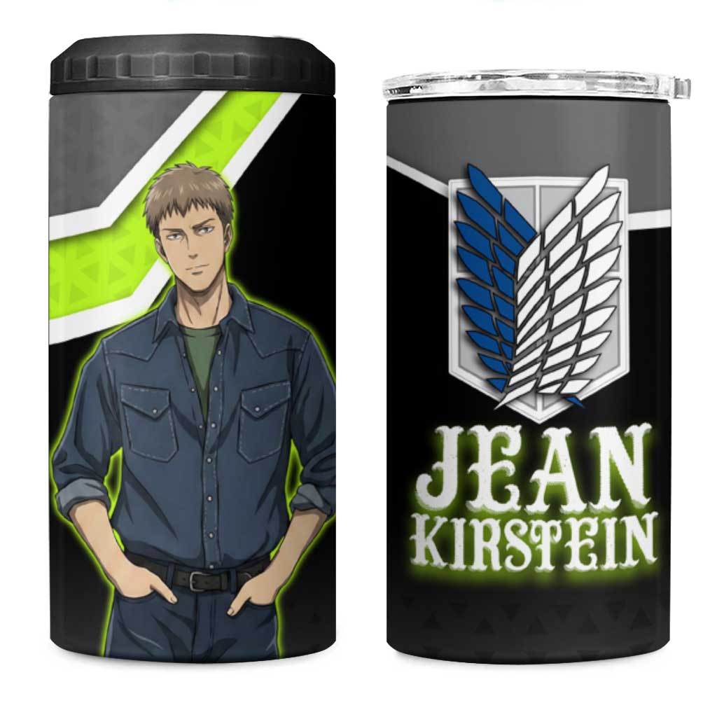 Jean Kirstein Attack on Titan 4 in 1 Can Cooler Tumbler Anime Denim Utility Style