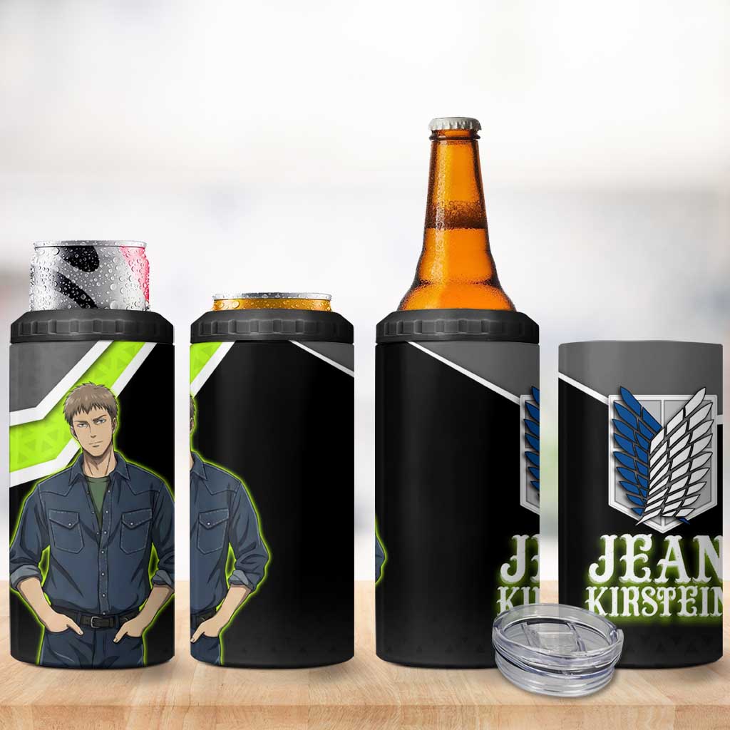 Jean Kirstein Attack on Titan 4 in 1 Can Cooler Tumbler Anime Denim Utility Style