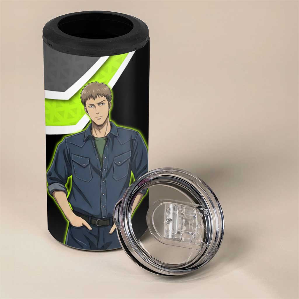 Jean Kirstein Attack on Titan 4 in 1 Can Cooler Tumbler Anime Denim Utility Style