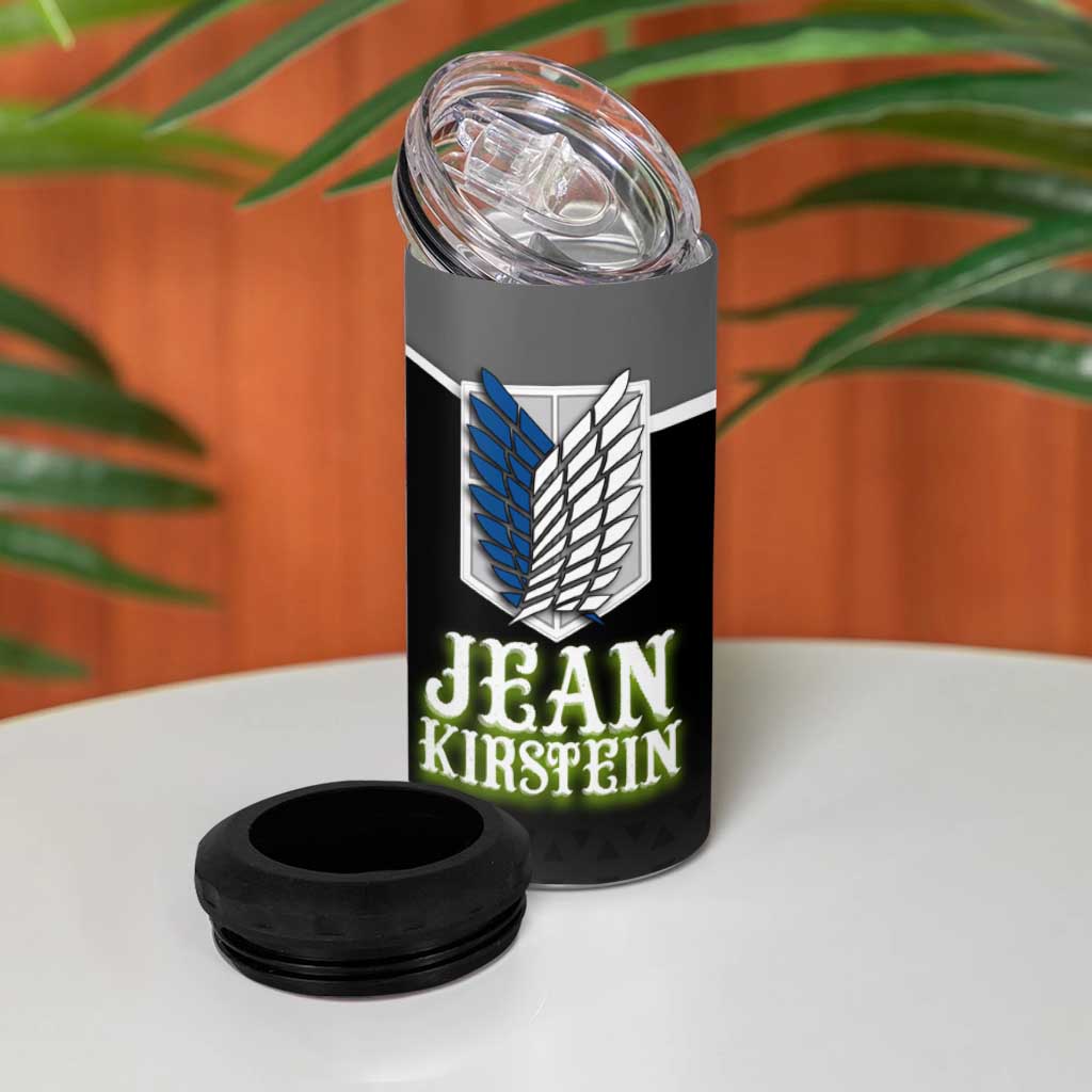 Jean Kirstein Attack on Titan 4 in 1 Can Cooler Tumbler Anime Denim Utility Style