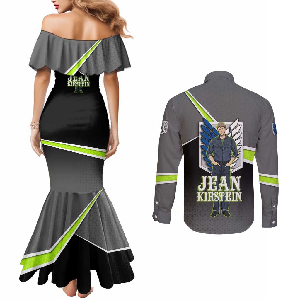 Jean Kirstein Attack on Titan Couples Matching Mermaid Dress and Long Sleeve Button Shirt Anime Denim Utility Style