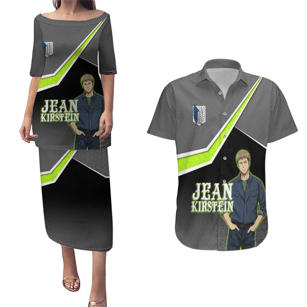 Jean Kirstein Attack on Titan Couples Matching Puletasi and Hawaiian Shirt Anime Denim Utility Style