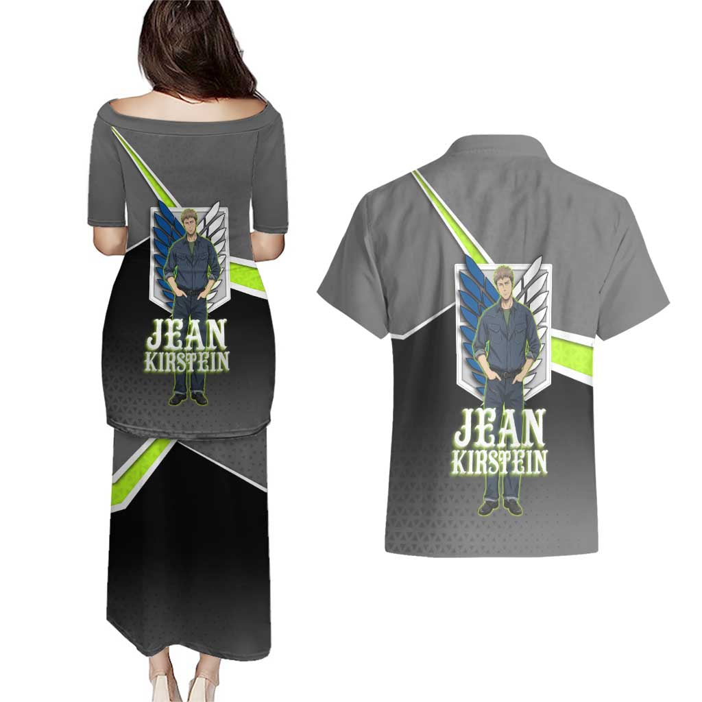 Jean Kirstein Attack on Titan Couples Matching Puletasi and Hawaiian Shirt Anime Denim Utility Style
