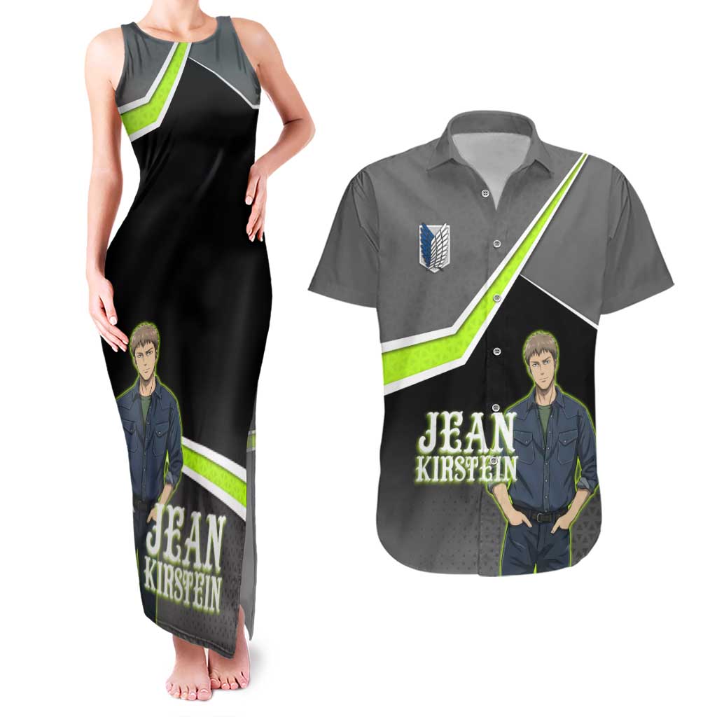 Jean Kirstein Attack on Titan Couples Matching Tank Maxi Dress and Hawaiian Shirt Anime Denim Utility Style
