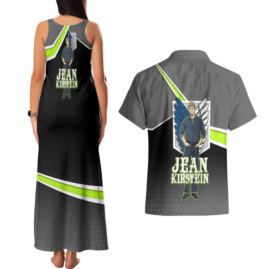 Jean Kirstein Attack on Titan Couples Matching Tank Maxi Dress and Hawaiian Shirt Anime Denim Utility Style