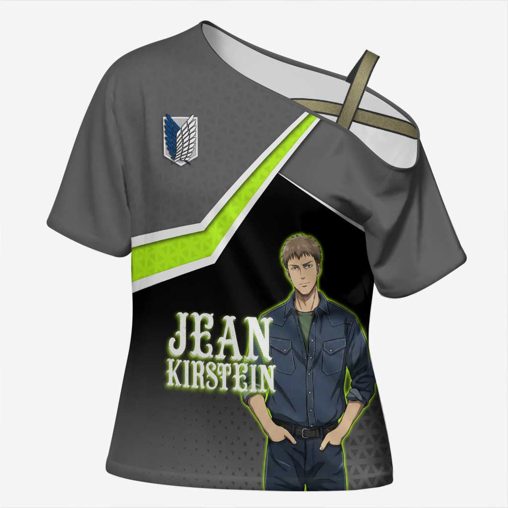 Jean Kirstein Attack on Titan Cross Shoulder Shirt Anime Denim Utility Style