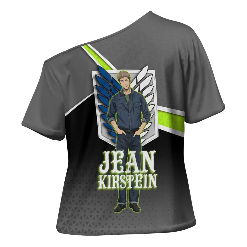 Jean Kirstein Attack on Titan Cross Shoulder Shirt Anime Denim Utility Style