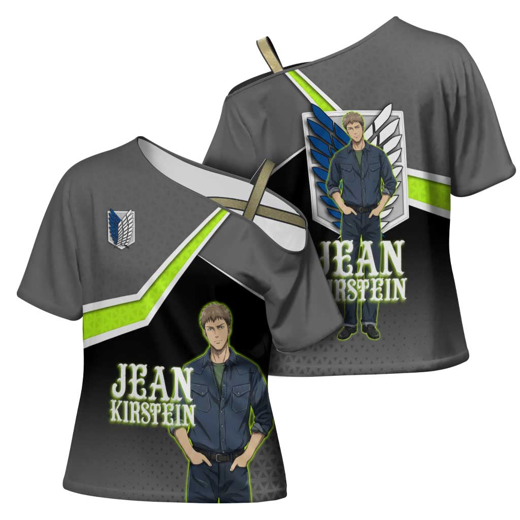 Jean Kirstein Attack on Titan Cross Shoulder Shirt Anime Denim Utility Style