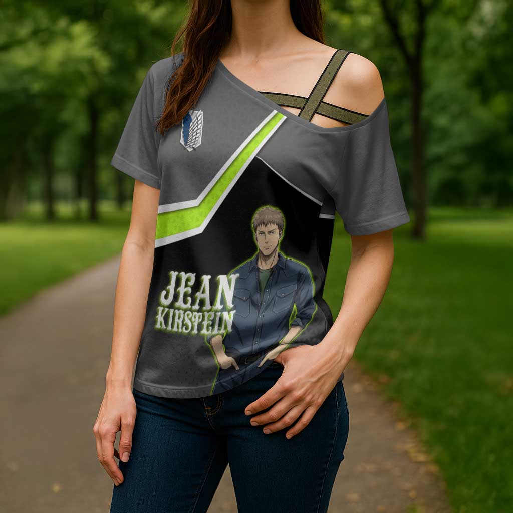 Jean Kirstein Attack on Titan Cross Shoulder Shirt Anime Denim Utility Style