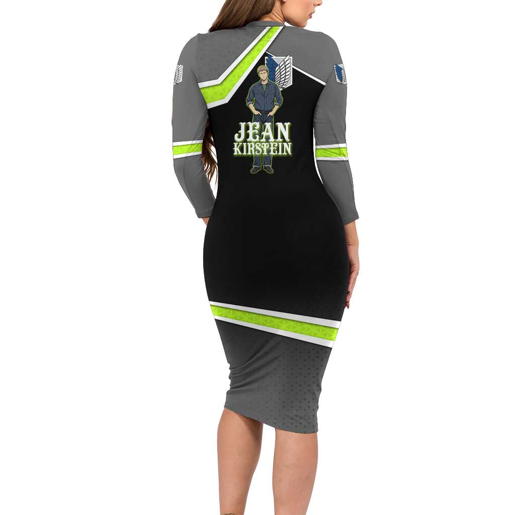 Jean Kirstein Attack on Titan Family Matching Long Sleeve Bodycon Dress and Hawaiian Shirt Anime Denim Utility Style
