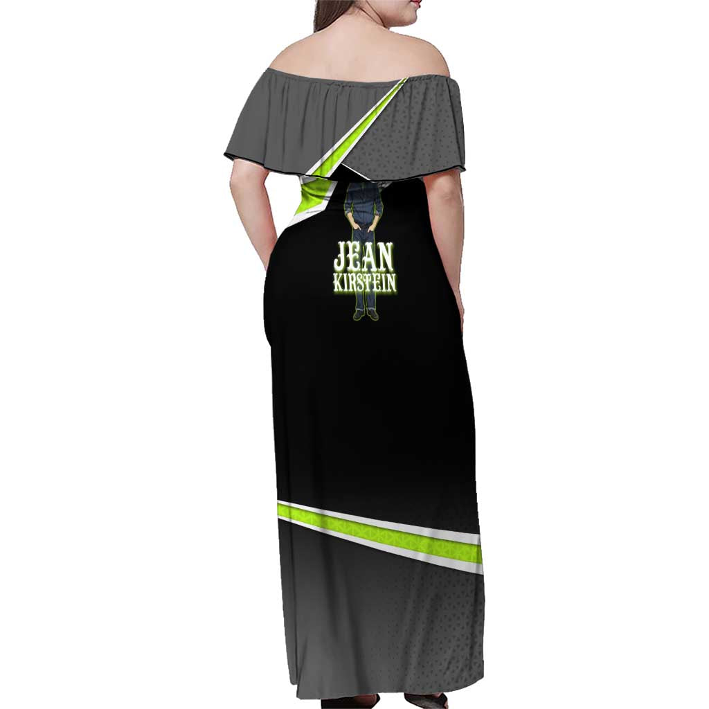 Jean Kirstein Attack on Titan Family Matching Off Shoulder Maxi Dress and Hawaiian Shirt Anime Denim Utility Style