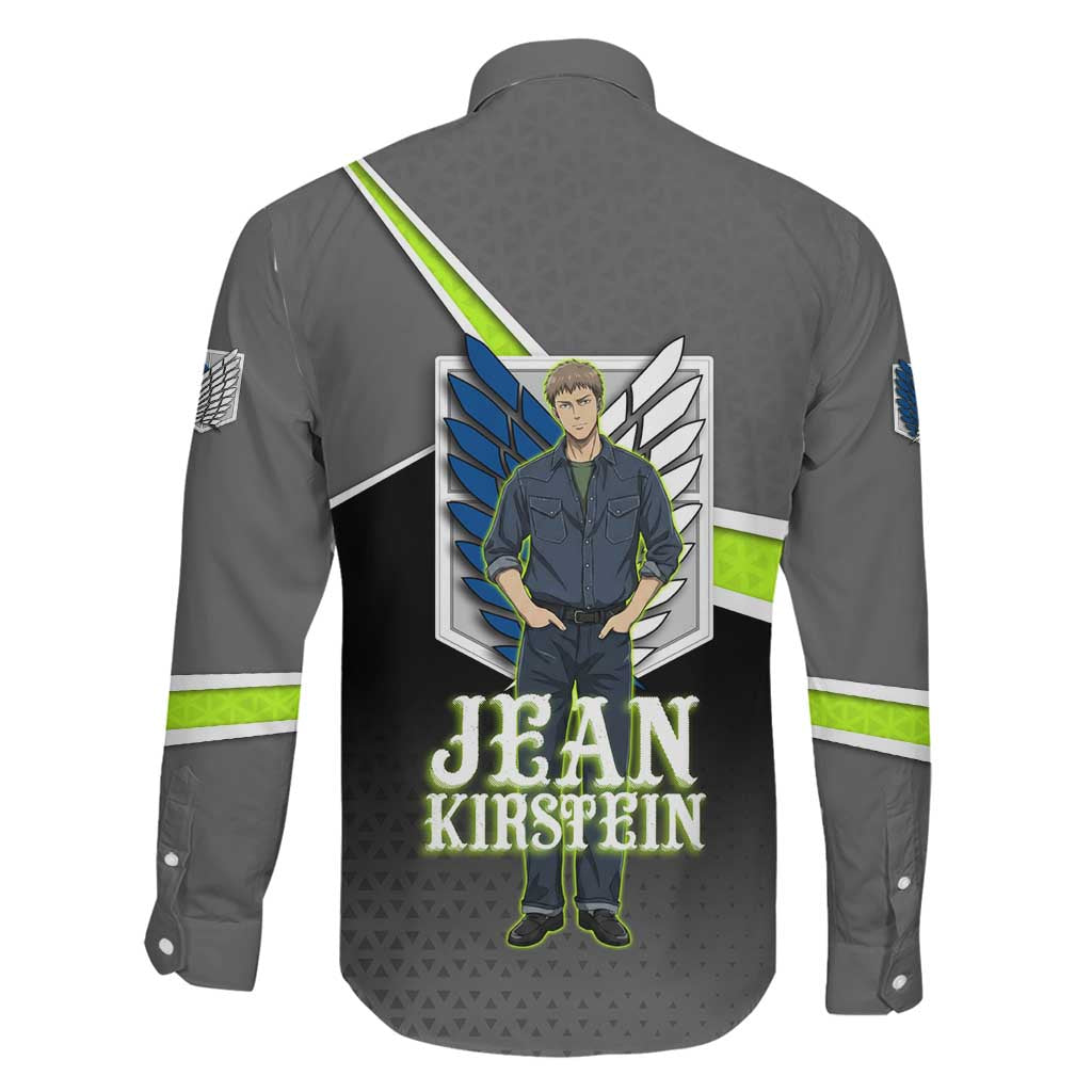 Jean Kirstein Attack on Titan Family Matching Off Shoulder Short Dress and Hawaiian Shirt Anime Denim Utility Style