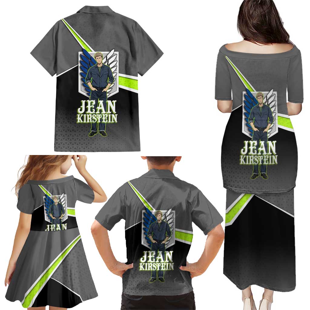 Jean Kirstein Attack on Titan Family Matching Puletasi and Hawaiian Shirt Anime Denim Utility Style