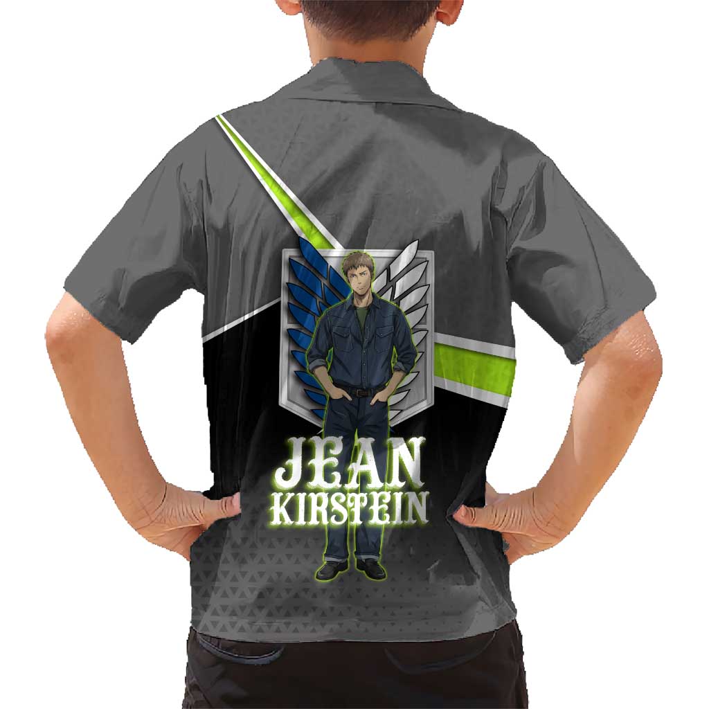 Jean Kirstein Attack on Titan Family Matching Tank Maxi Dress and Hawaiian Shirt Anime Denim Utility Style