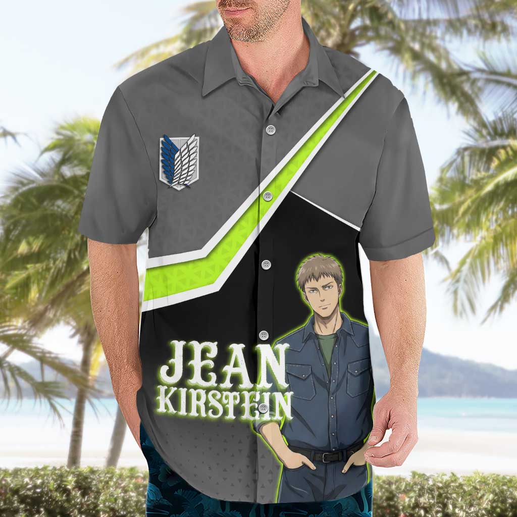 Jean Kirstein Attack on Titan Hawaiian Shirt Anime Denim Utility Style