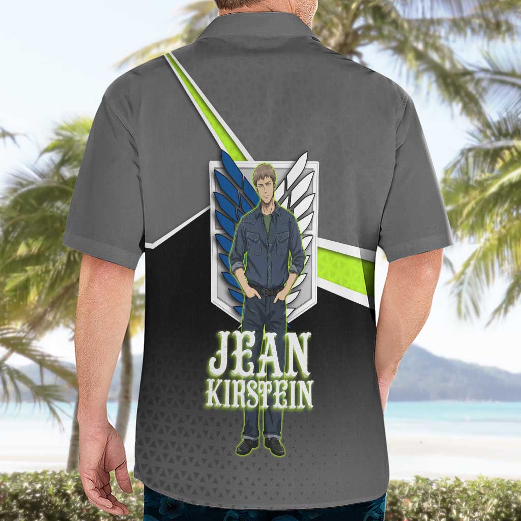 Jean Kirstein Attack on Titan Hawaiian Shirt Anime Denim Utility Style