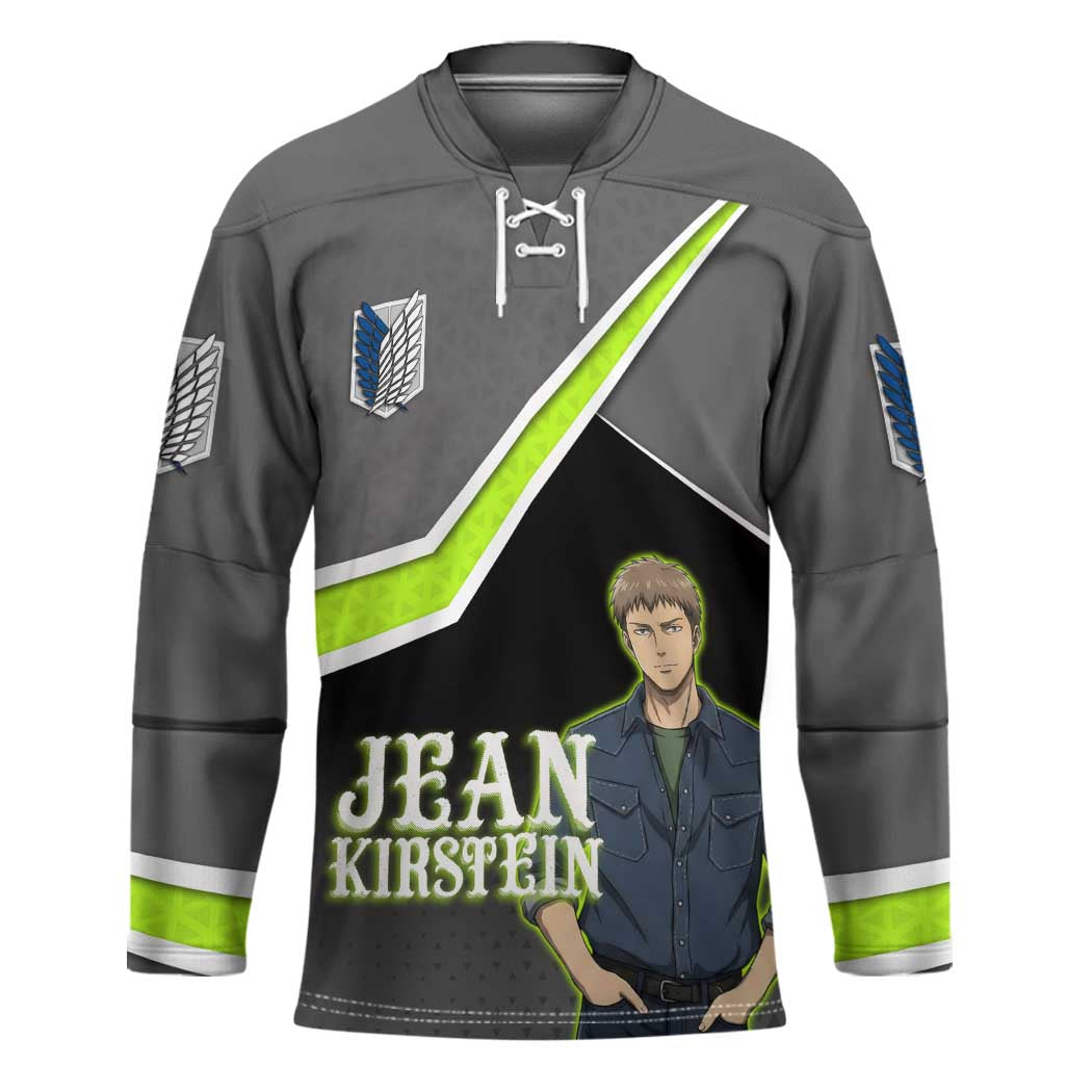 Jean Kirstein Attack on Titan Hockey Jersey Anime Denim Utility Style