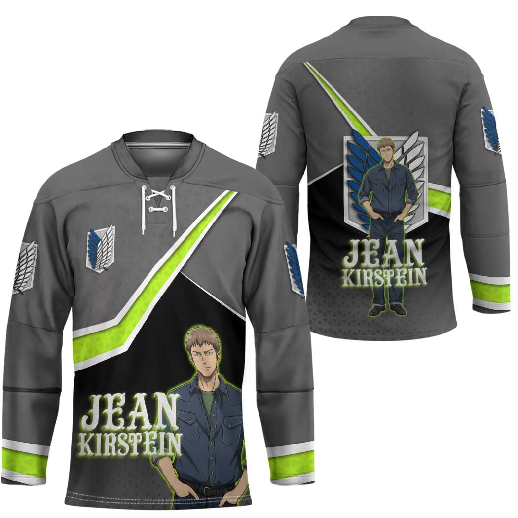 Jean Kirstein Attack on Titan Hockey Jersey Anime Denim Utility Style