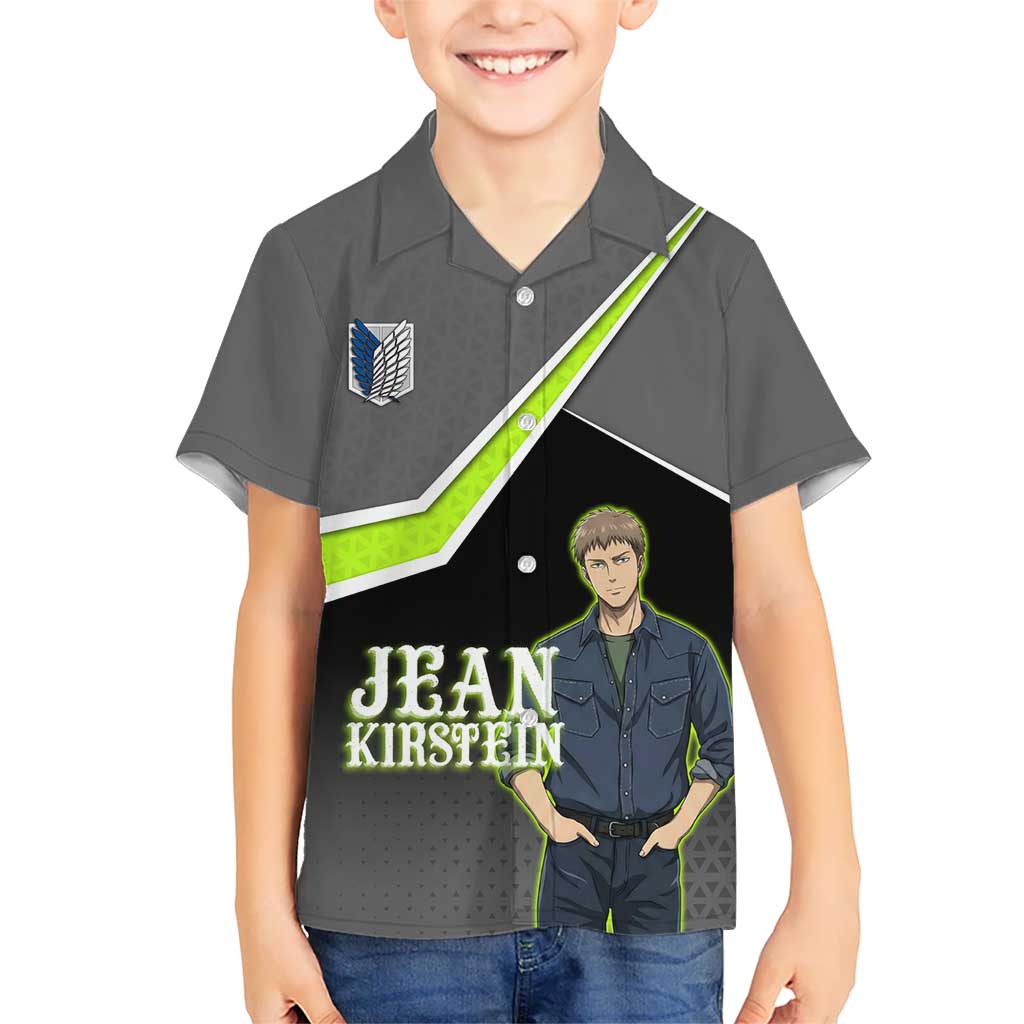 Jean Kirstein Attack on Titan Kid Hawaiian Shirt Anime Denim Utility Style