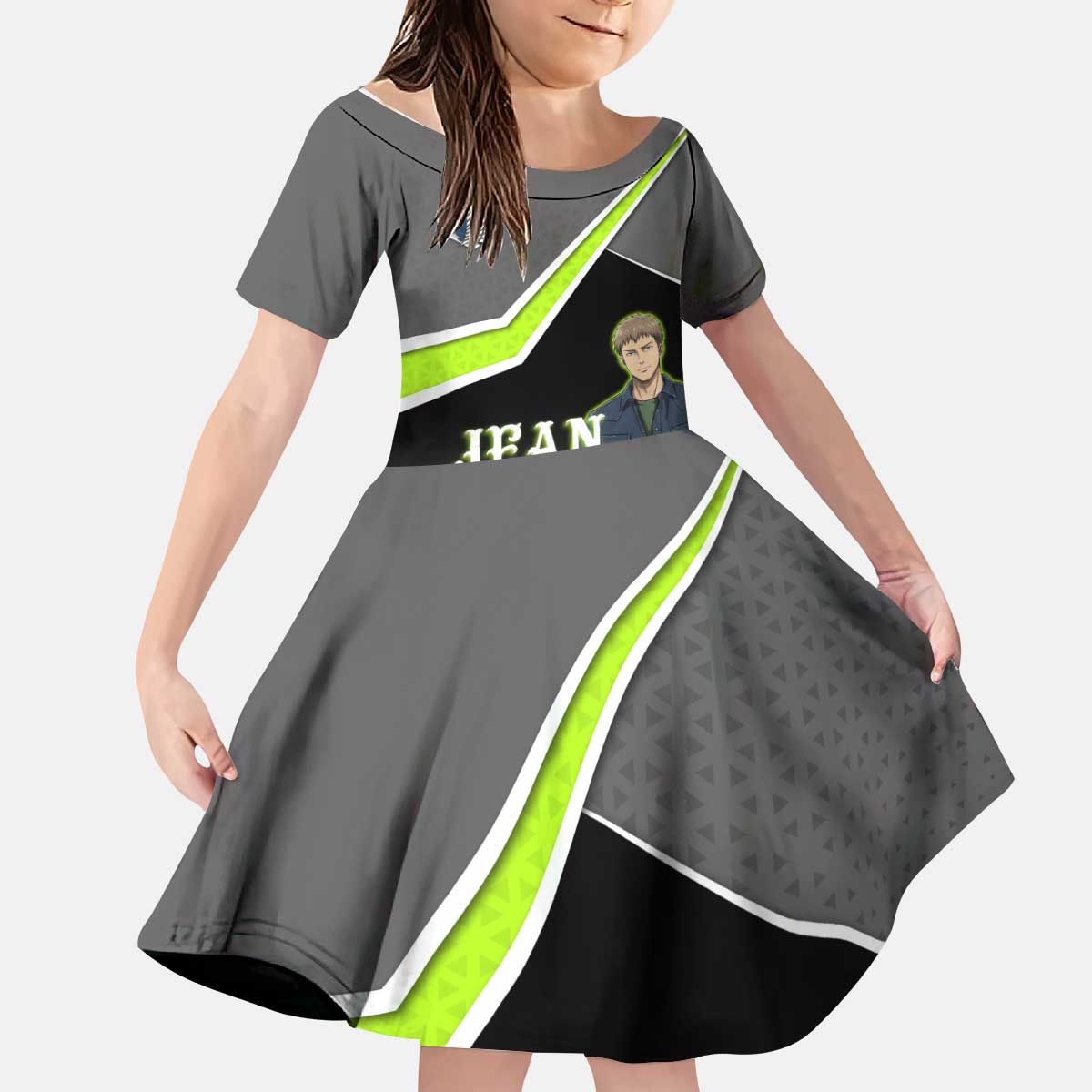 Jean Kirstein Attack on Titan Kid Short Sleeve Dress Anime Denim Utility Style