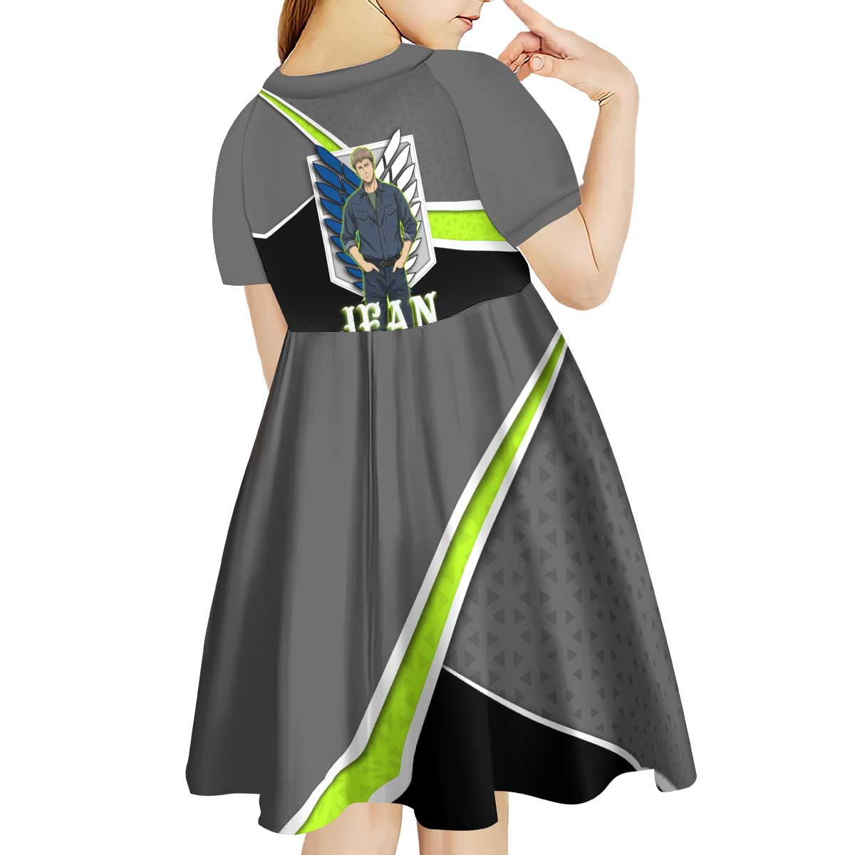 Jean Kirstein Attack on Titan Kid Short Sleeve Dress Anime Denim Utility Style