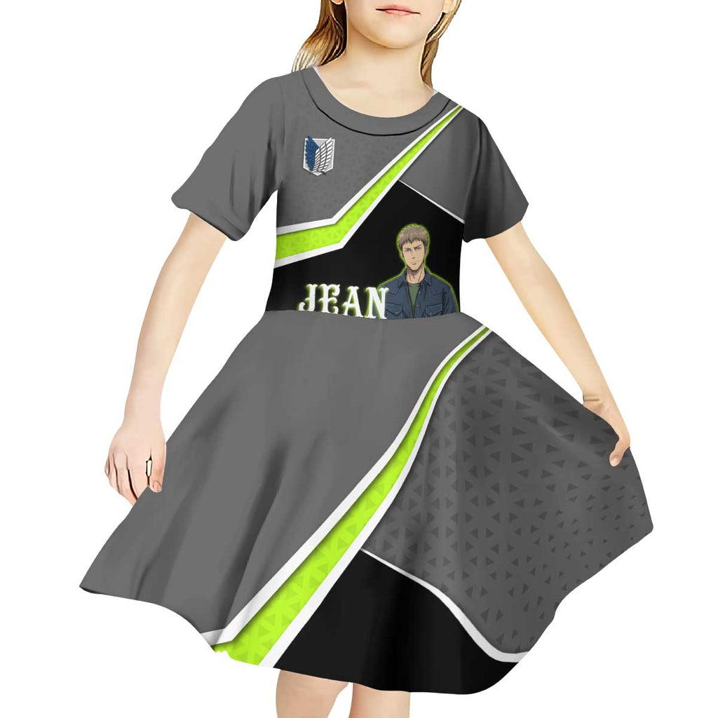 Jean Kirstein Attack on Titan Kid Short Sleeve Dress Anime Denim Utility Style