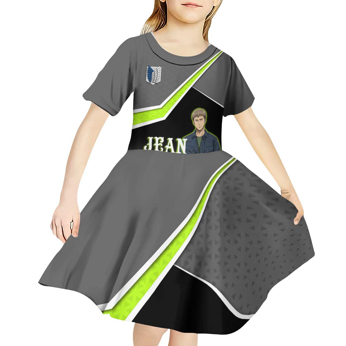 Jean Kirstein Attack on Titan Kid Short Sleeve Dress Anime Denim Utility Style
