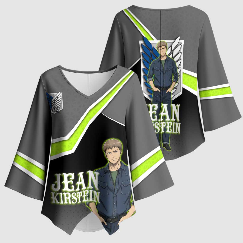 Jean Kirstein Attack on Titan Kimono Sleeve Blouse Anime Denim Utility Style