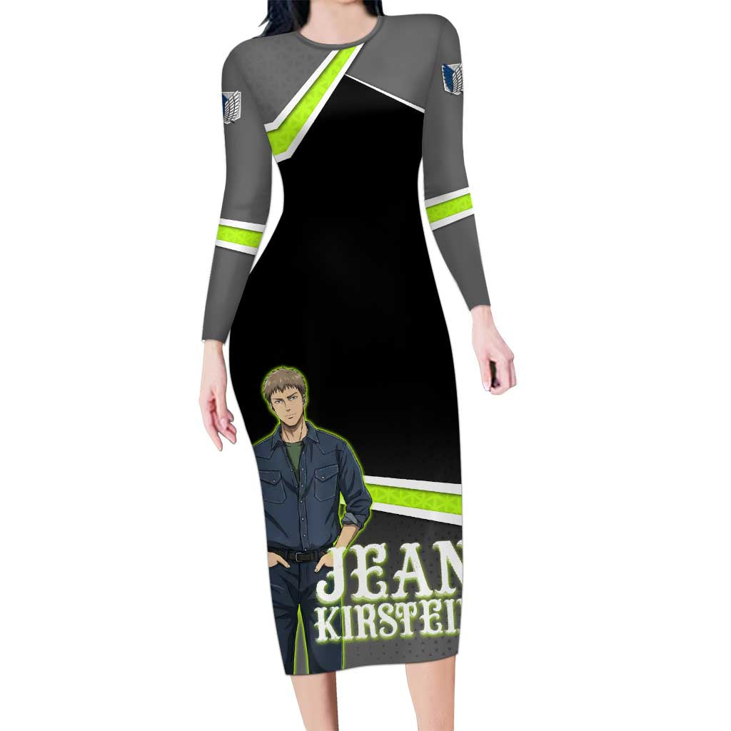 Jean Kirstein Attack on Titan Long Sleeve Bodycon Dress Anime Denim Utility Style
