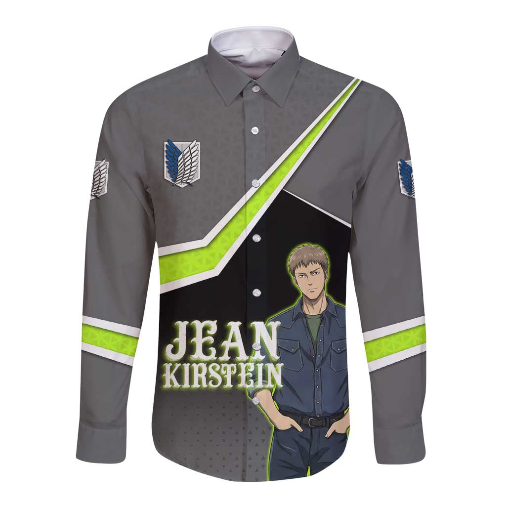 Jean Kirstein Attack on Titan Long Sleeve Button Shirt Anime Denim Utility Style